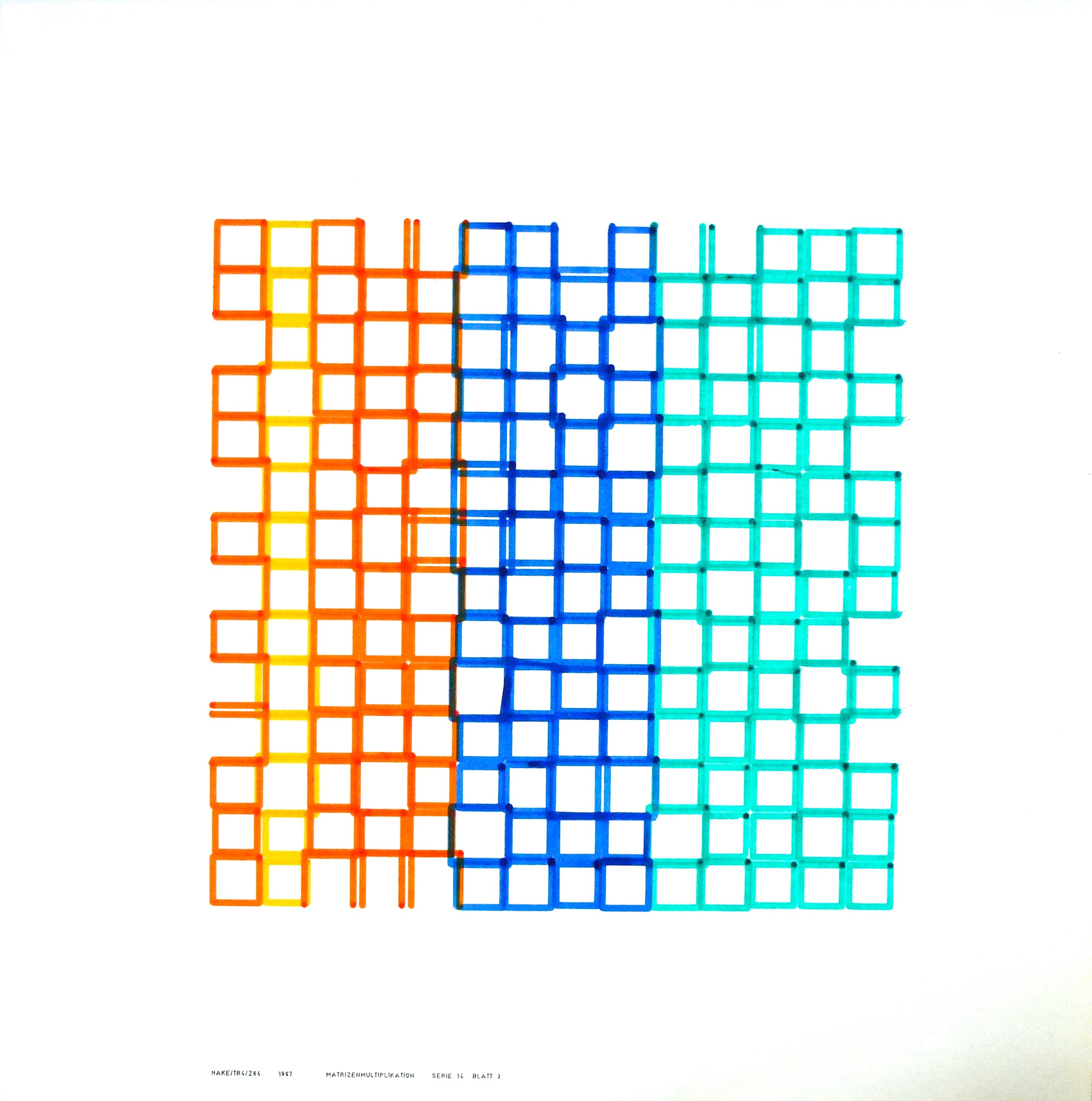 Image1: Print from the Frieder Nake matrixmultiplikation portfolio published by edition hansjörg mayer, 1967